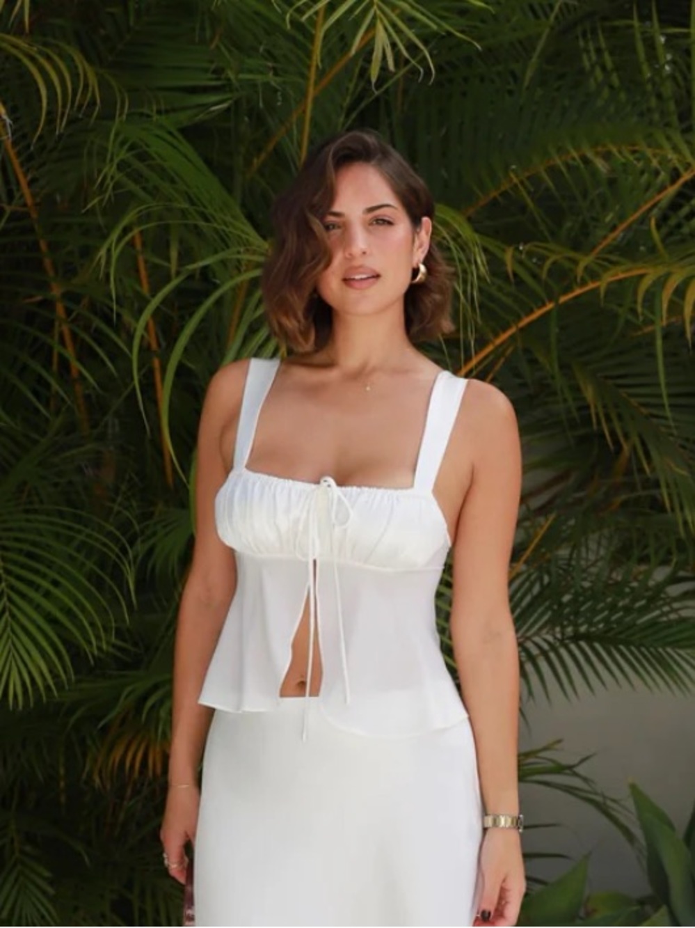 Ivory Tie-Front Crop Top